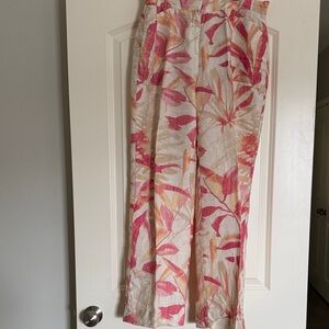 Chico's Floral Pink and Yellow Trousers